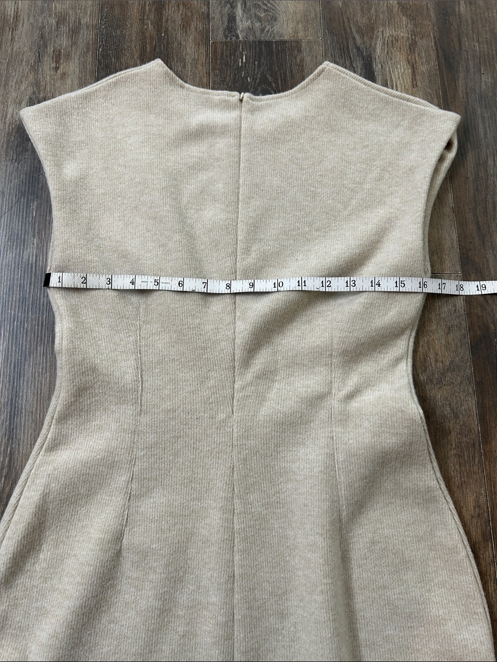 Zara Neutral Cap-Sleeve Knit Mini Dress in Beige - Picture 9 of 10